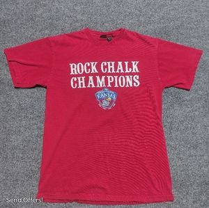 Kansas JAYHAWKS 2008 NCAA Champions Red t shirt Men's Large Gear KU Basketball